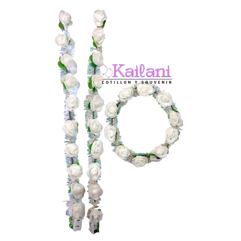 CORONITA FLOR BLANCA LED *10U