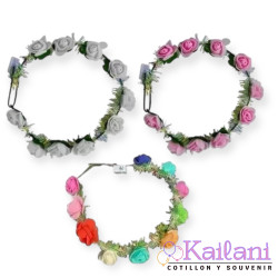 CORONA FLORES ROSA LED *10U