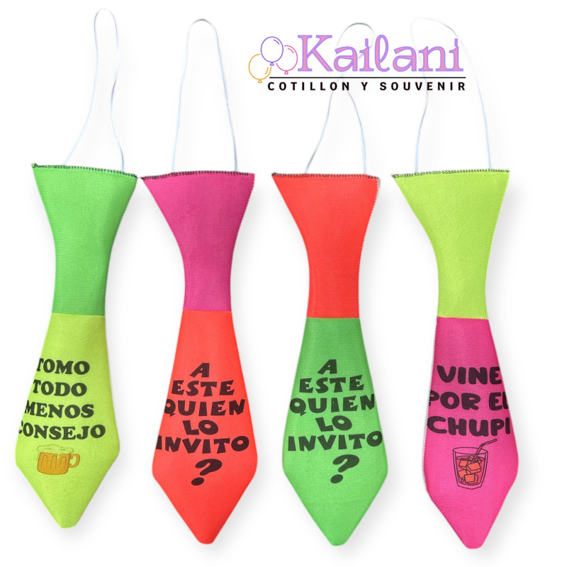 CORBATA FLUO CON FRASES SUTIDAS *6U