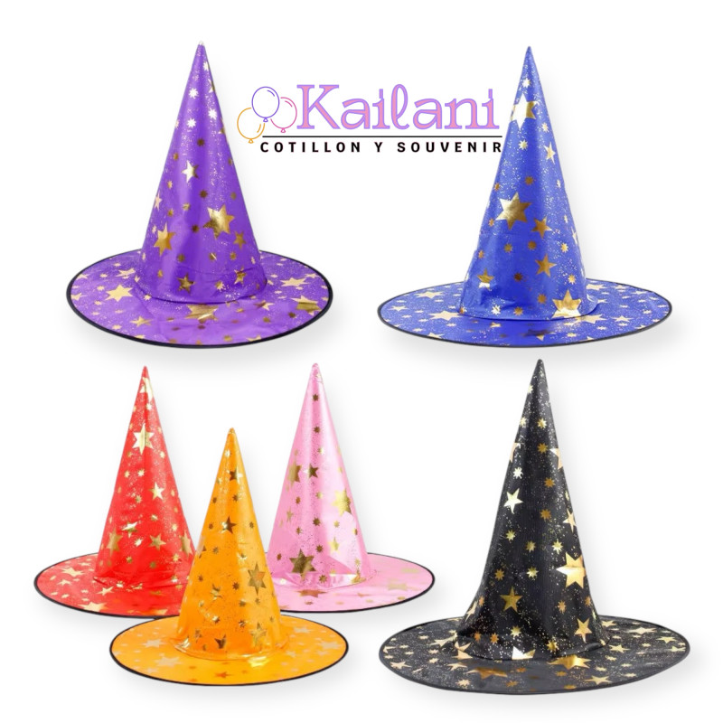 SOMBRERO DE BRUJA (estampado) *6u