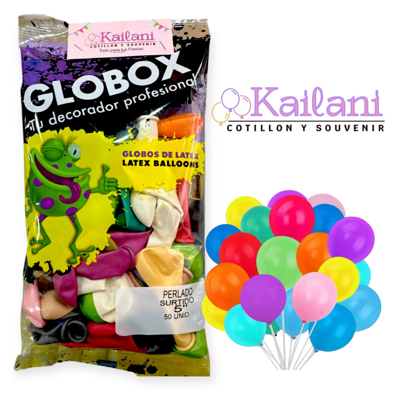 GLOBO GLOBOX 5" PERLADOS MULTICOLOR *5OU