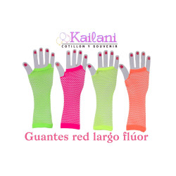 GUANTES RED NEON FLÚOR LARGO *6U