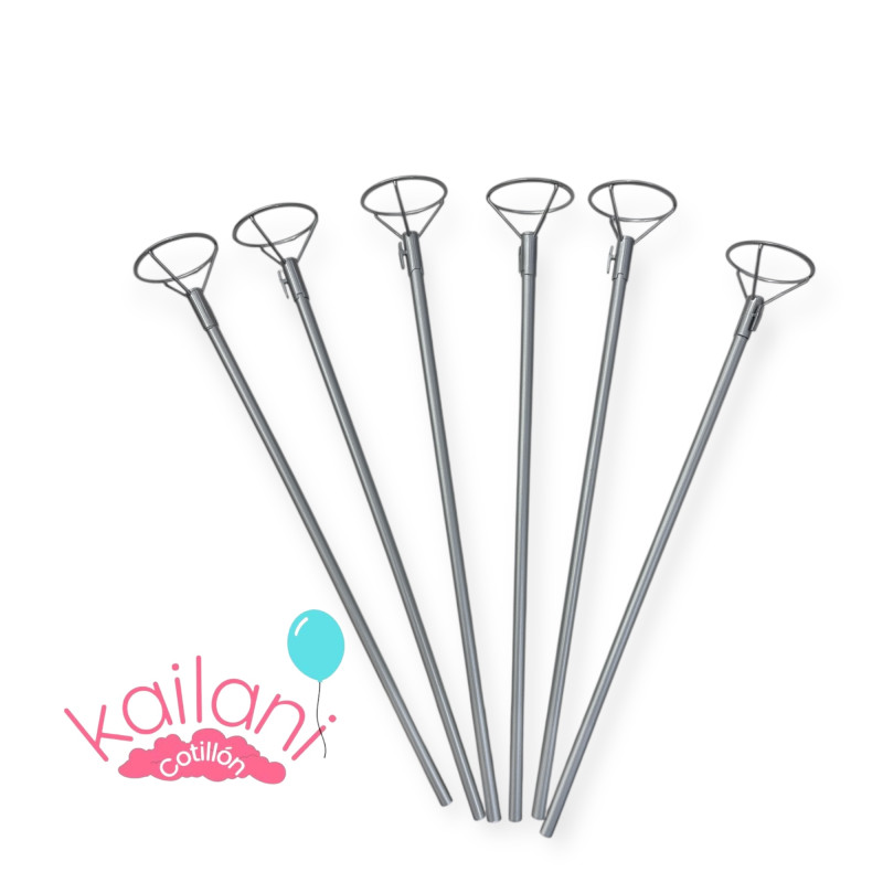 PALITO GLOBOS PLATEADO *50U