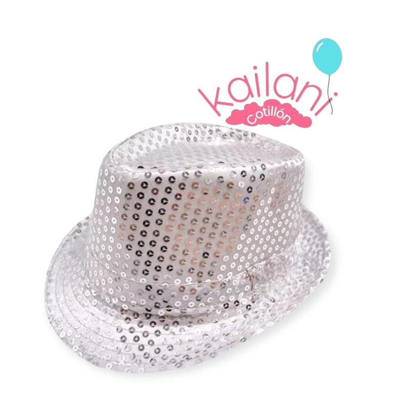 SOMBRERO TANGUERO LENTEJUELA PLATA *1U