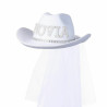SOMBRERO COWBOY NOVIA CON VELO BLANCO *1U