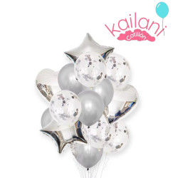 SET DE GLOBOS PLATEADO *14U