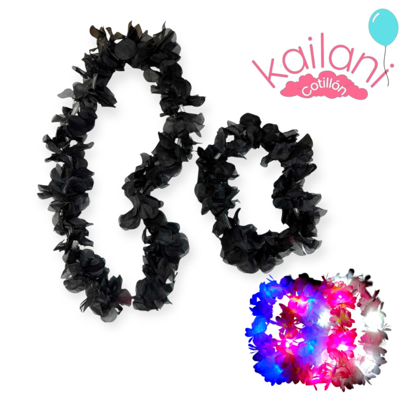 SET HAWAIANO COLLAR Y VINCHA LUMINOSO *1U