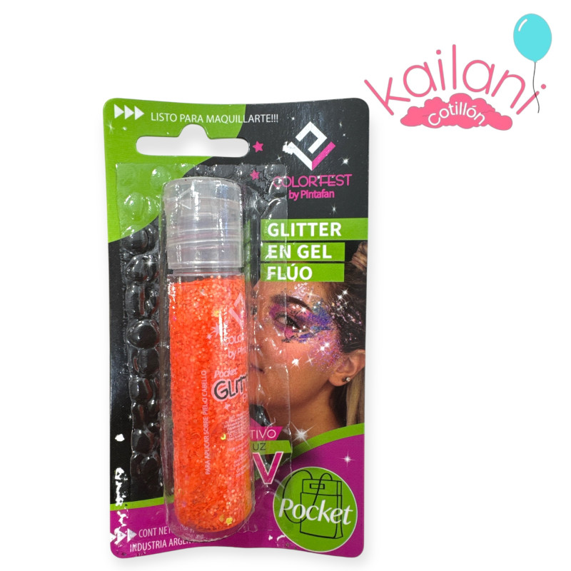 GLITTER EN GEL NARANJA FLUO 20GRS *1U