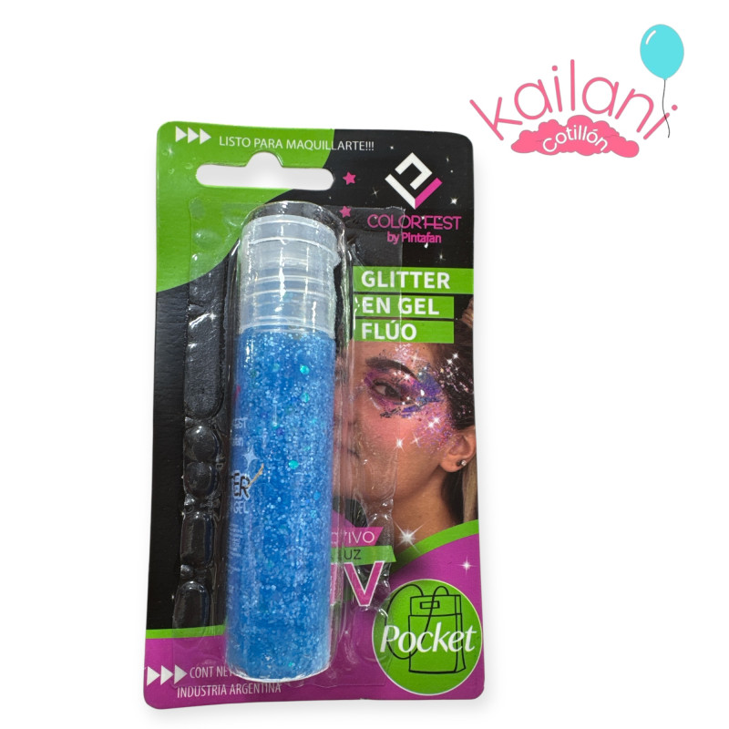 GLITTER EN GEL CELESTE FLUO 20GRS *1U