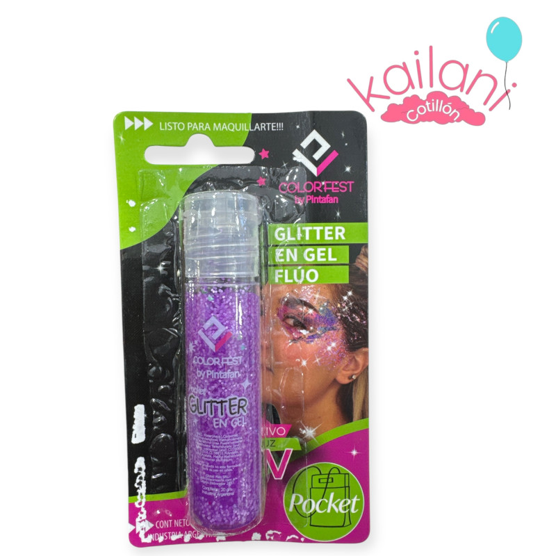 GLITTER EN GEL VIOLETA FLUO 20GRS *1U