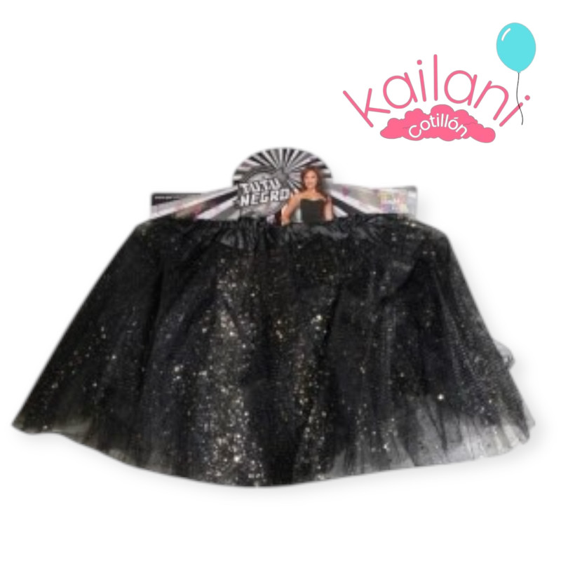 TUTU NEGRO GLITTER 30CM *1U