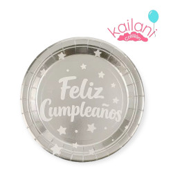 PLATOS CUMPLEAÑOS PLATA *10U