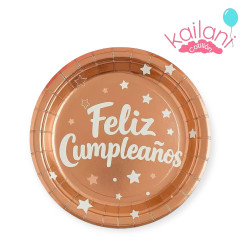 PLATOS CUMPLEAÑOS ROSA GOLD...