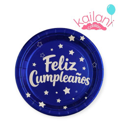 PLATOS CUMPLEAÑOS AZUL *10U