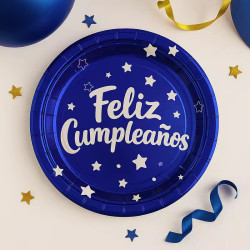 PLATOS CUMPLEAÑOS AZUL *10U