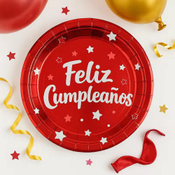 PLATOS CUMPLEAÑOS ROJO *10U