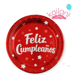 PLATOS CUMPLEAÑOS ROJO *10U