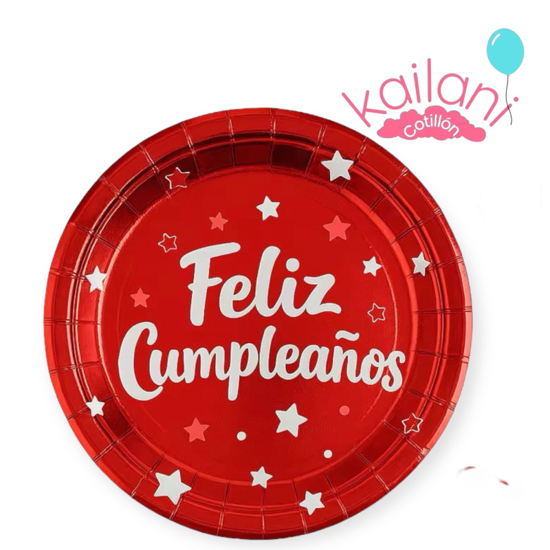 PLATOS CUMPLEAÑOS ROJO *10U