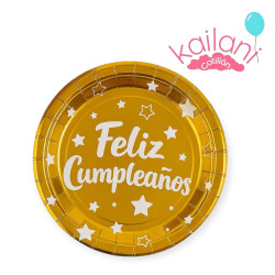 PLATOS CUMPLEAÑOS DORADO *10U