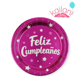 PLATOS CUMPLEAÑOS FUCSIA *10U