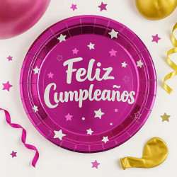 PLATOS CUMPLEAÑOS FUCSIA *10U