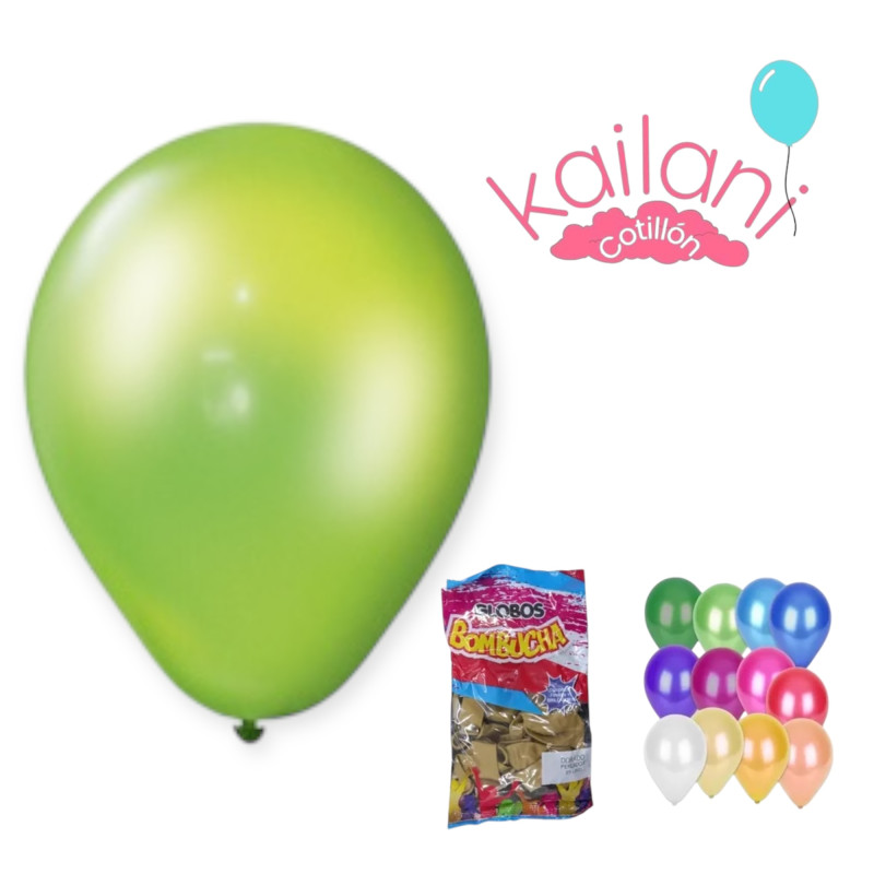 GLOBO VERDE MANZANA PERLADO 9" *25U