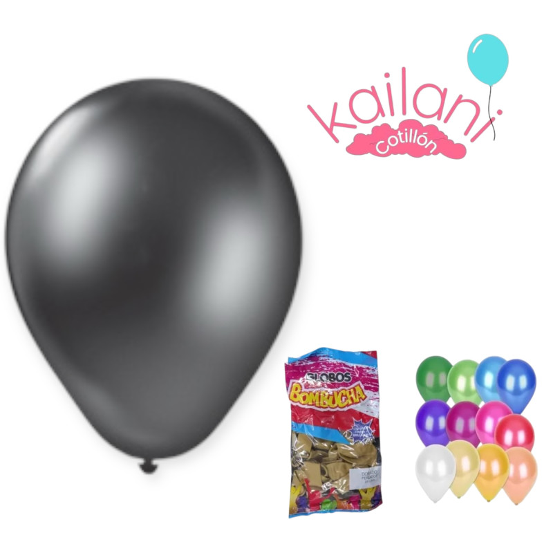 GLOBO NEGRO PERLADO 9" *25U