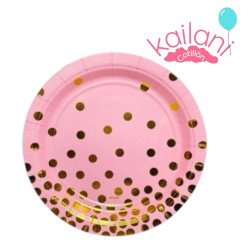 PLATO DE POLIPAPEL 17CM ROSA *6U