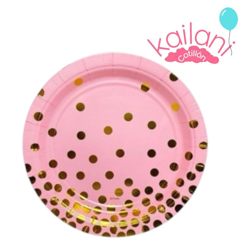 PLATO DE POLIPAPEL 17CM ROSA *6U