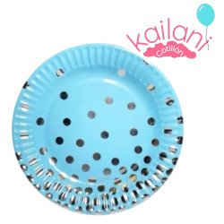 PLATO DE POLIPAPEL 17CM CELESTE *6U