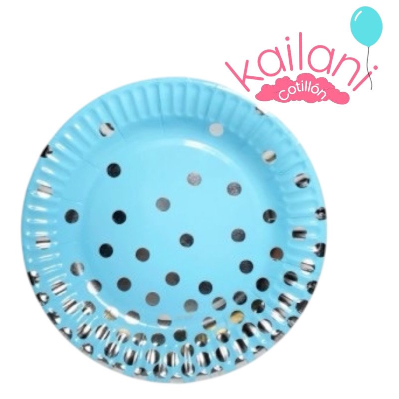 PLATO DE POLIPAPEL 17CM CELESTE *6U