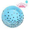 PLATO DE POLIPAPEL 17CM CELESTE *6U