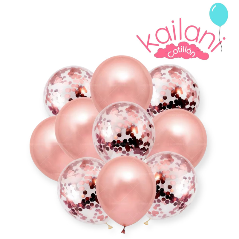 SET DE GLOBOS ROSA GOLD *10U