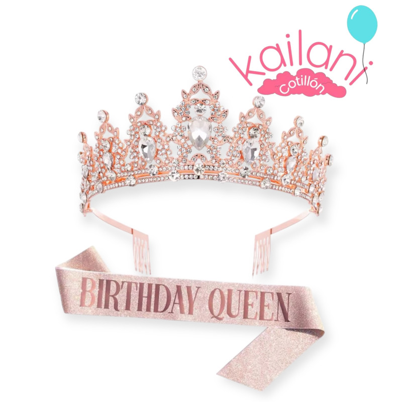 SET VINCHA Y BANDA BIRTHDAY QUEEN *1U