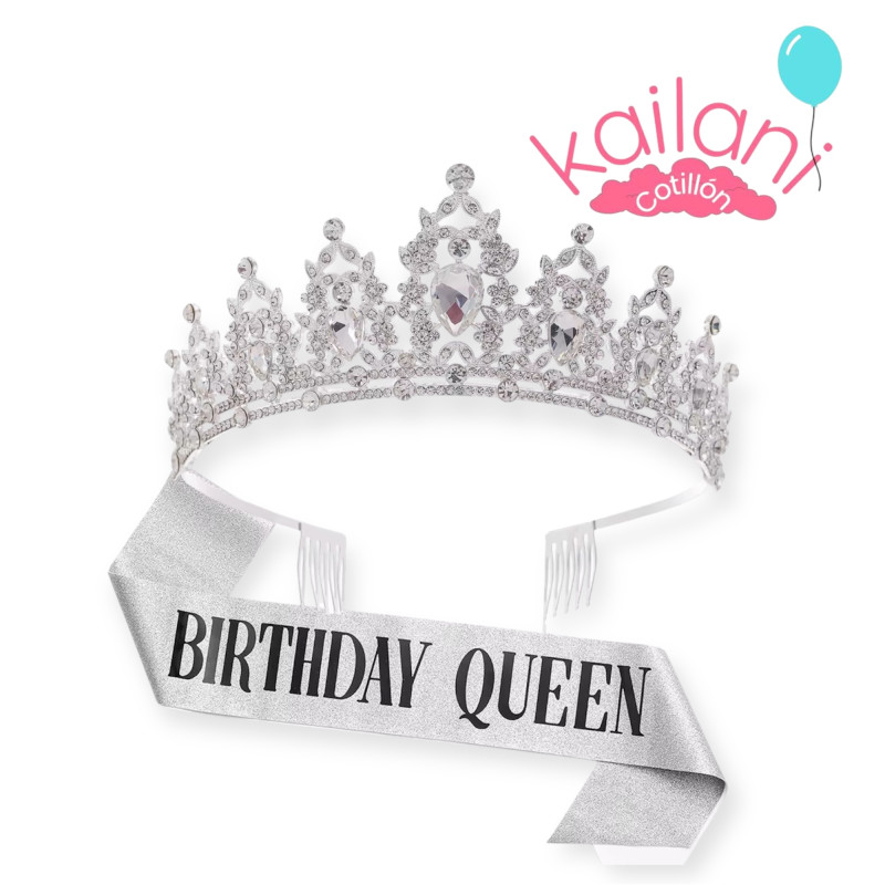 SET VINCHA Y BANDA BIRTHDAY QUEEN *1U