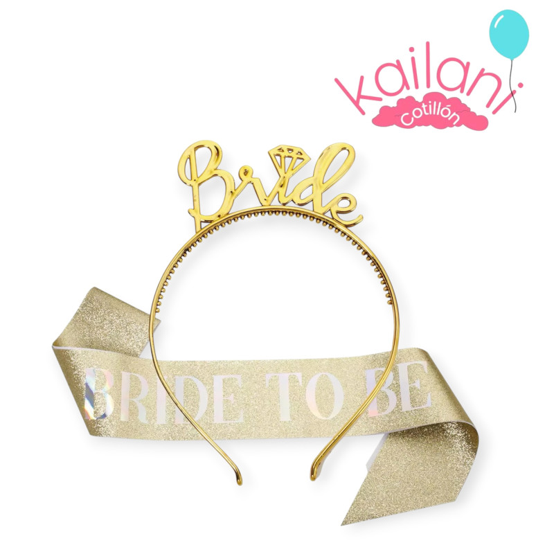 SET VINCHA BRIDE Y BANDA BRIDE TO BE *1U