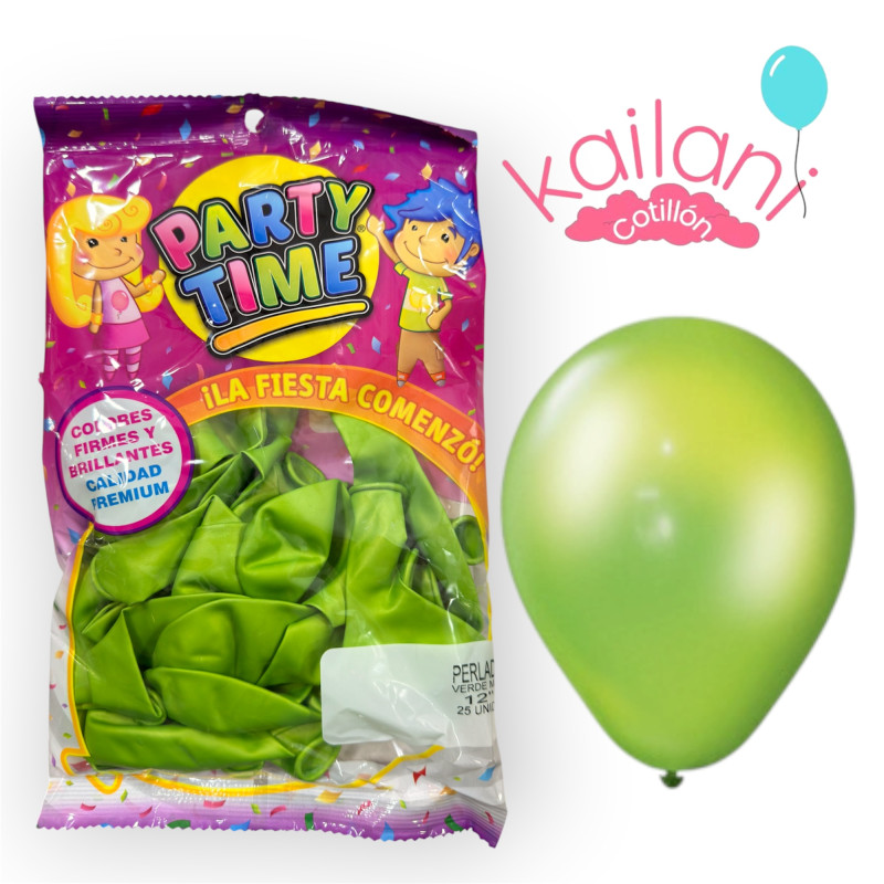 GLOBO PERLADO 12" VERDE *25U