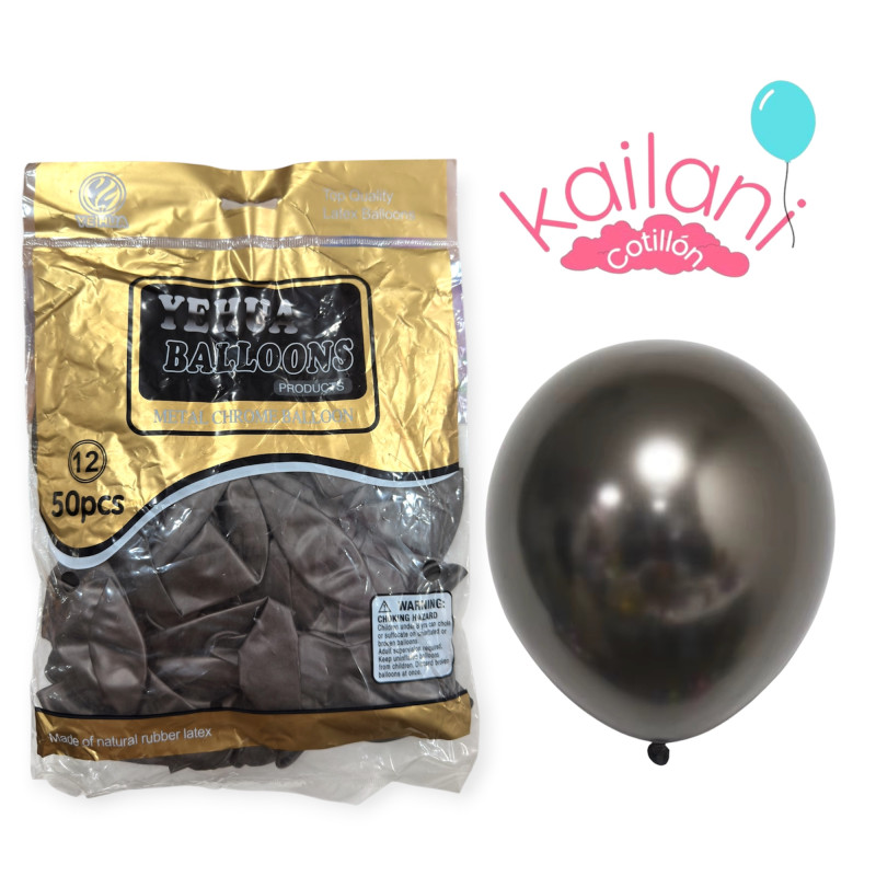GLOBO CHROMADO 12" NEGRO *50U