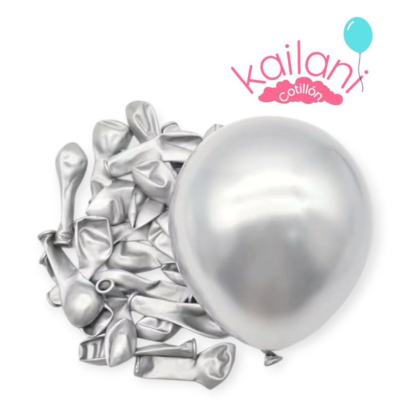 GLOBOS CROMADO 10" PLATEADO *50U