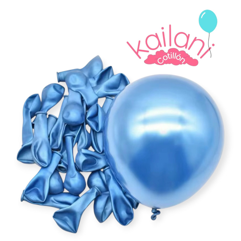 GLOBOS CROMADO 10" AZUL *50U