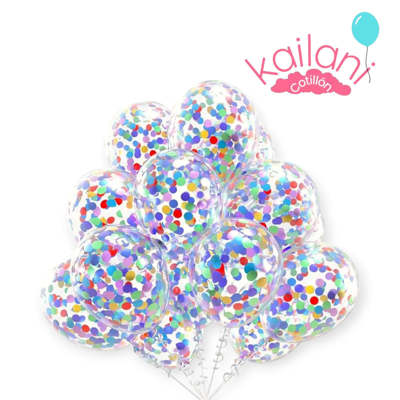 GLOBO CRISTAL 12" CONFETI SURTIDO *50U