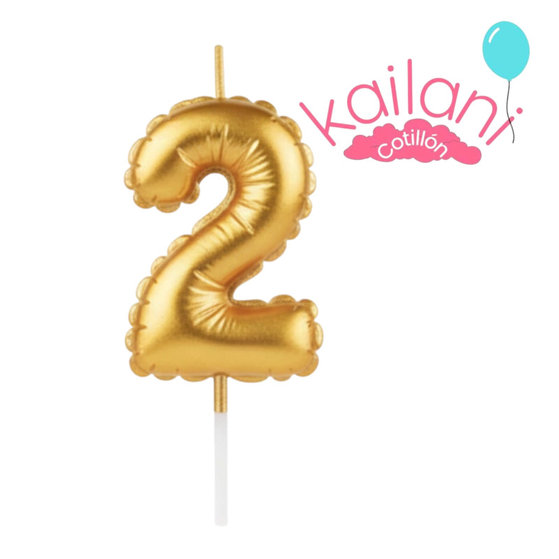 VELA NUMERAL DORADO NUMERO 2 *1U