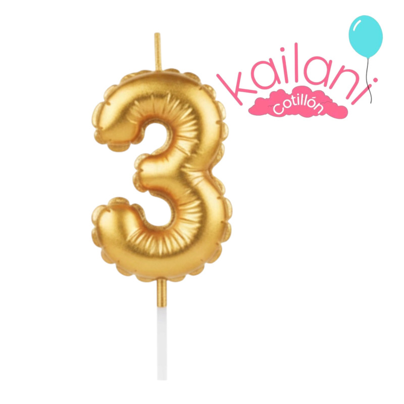 VELA NUMERAL DORADO NUMERO 3 *1U
