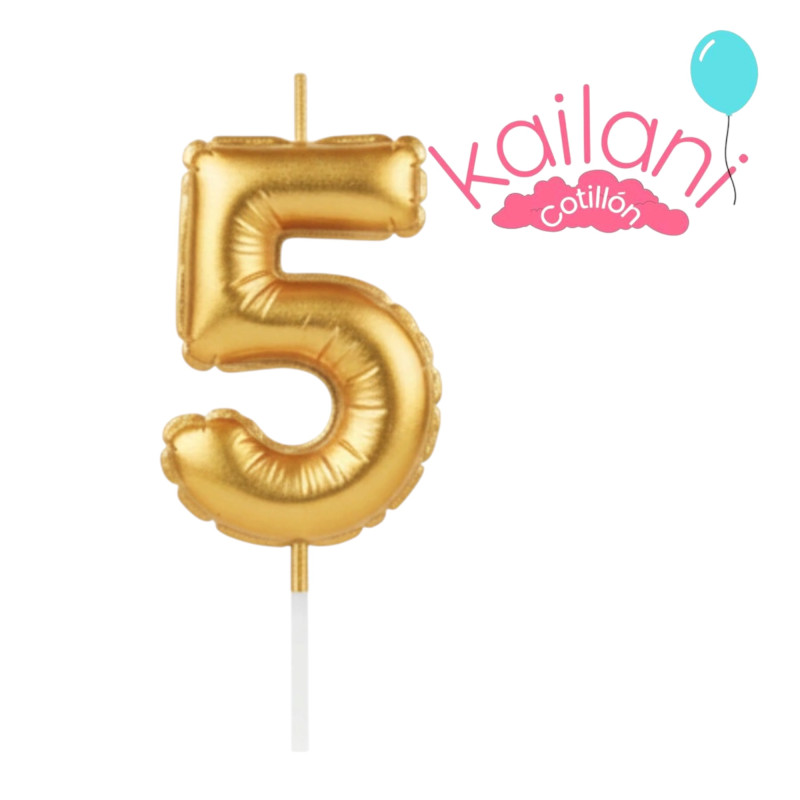 VELA NUMERAL DORADO NUMERO 5 *1U
