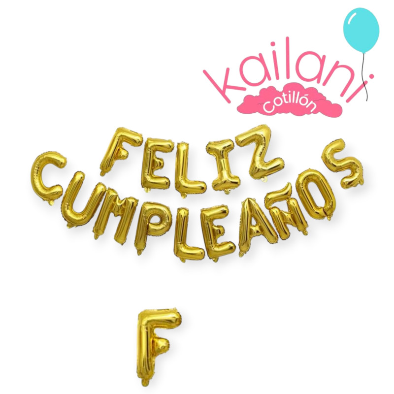 GLOBO FRASE FELIZ CUMPLEAÑOS DORADO METALIZADO *1U