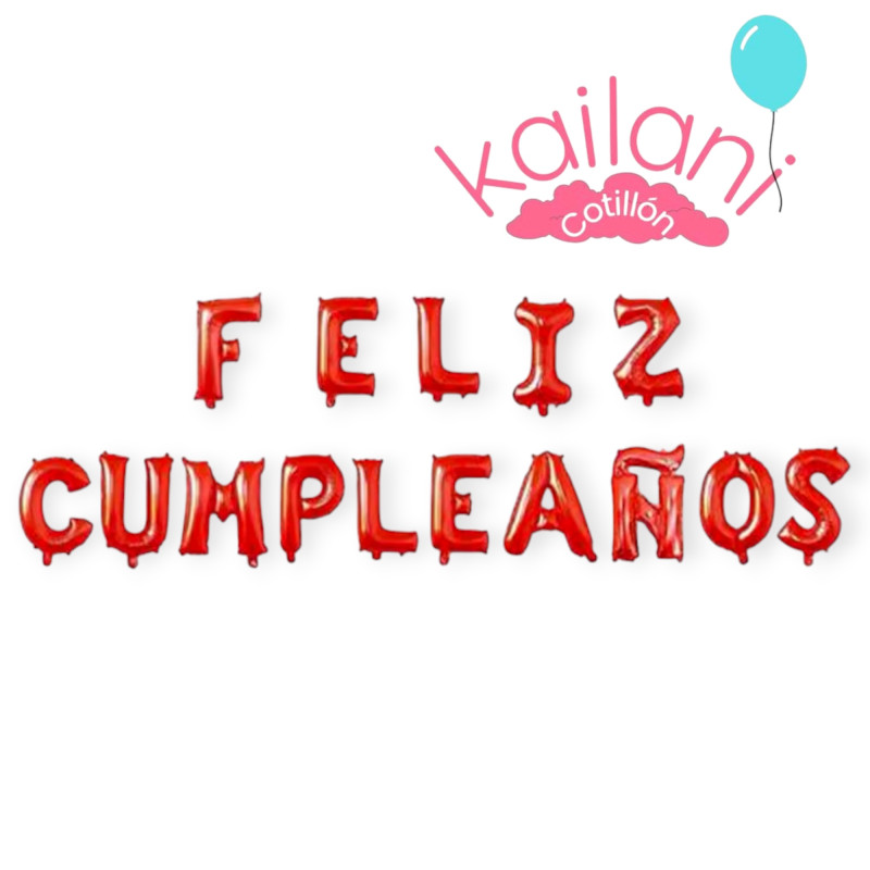 GLOBO FRASE FELIZ CUMPLEAÑOS ROJO METALIZADO *1U
