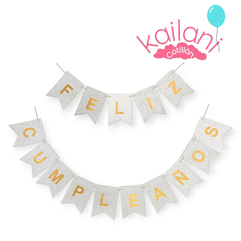 BANDERIN FELIZ CUMPLEAÑOS PLATA *1U