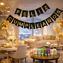 BANDERIN FELIZ CUMPLEAÑOS DORADO *1U