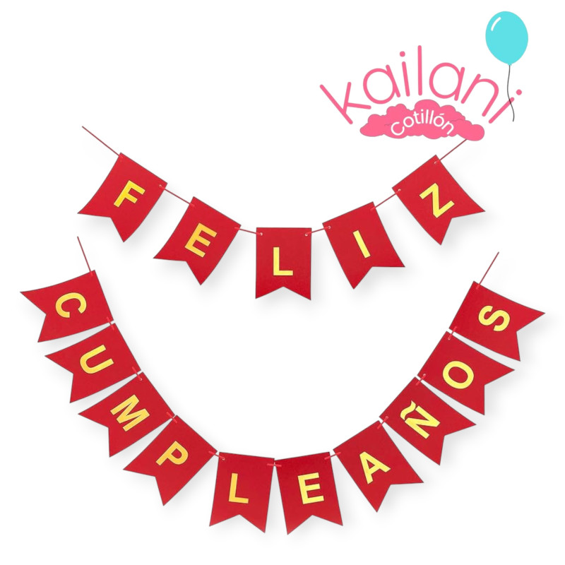 BANDERIN FELIZ CUMPLEAÑOS ROJO *1U