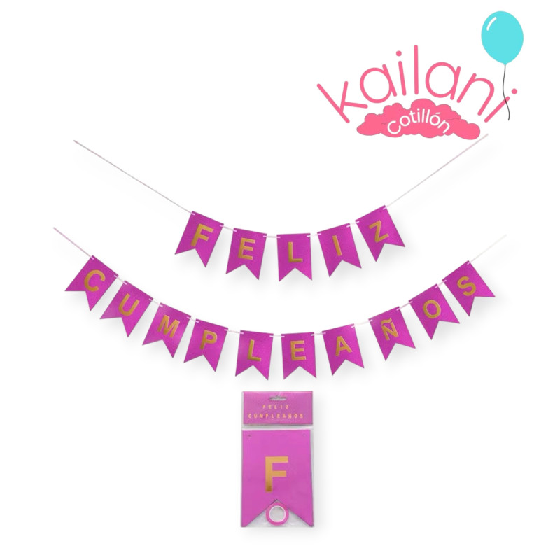 BANDERIN FELIZ CUMPLEAÑOS FUCSIA *1U